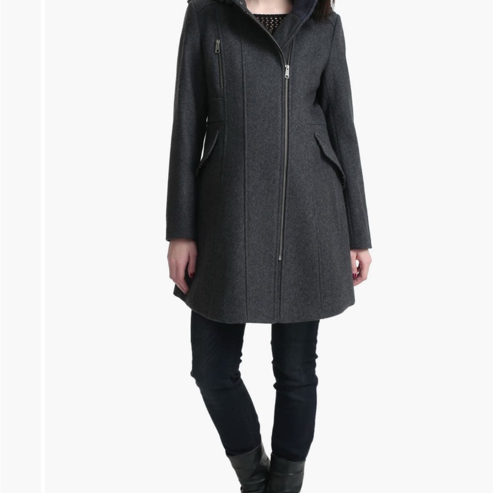 Kimi and Kai Maternity Charcoal Cordella Wool blend coat
